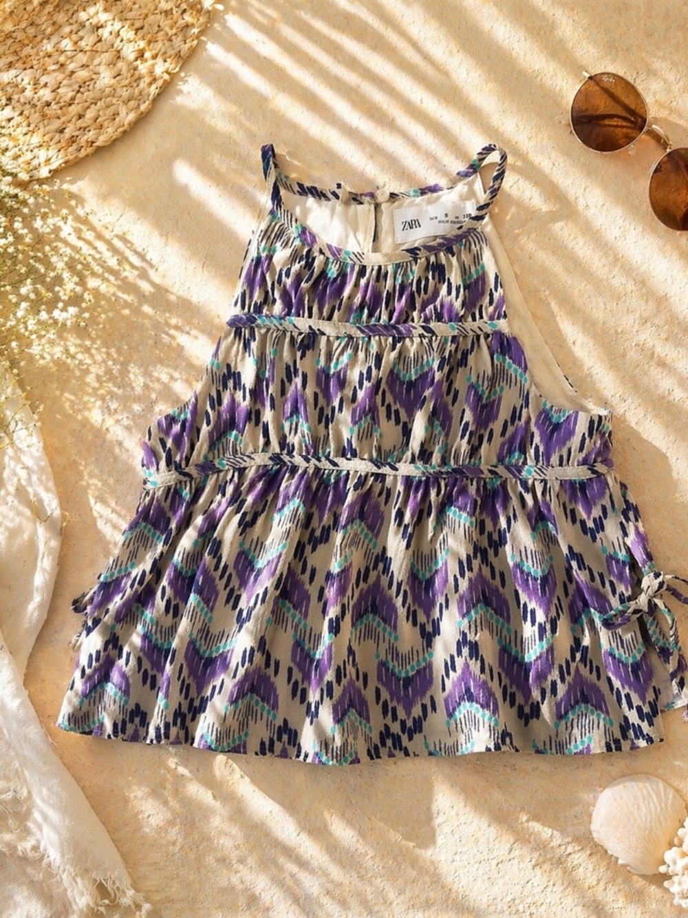 ZARA Girls Ikat Print Sleeveless Top Size 8